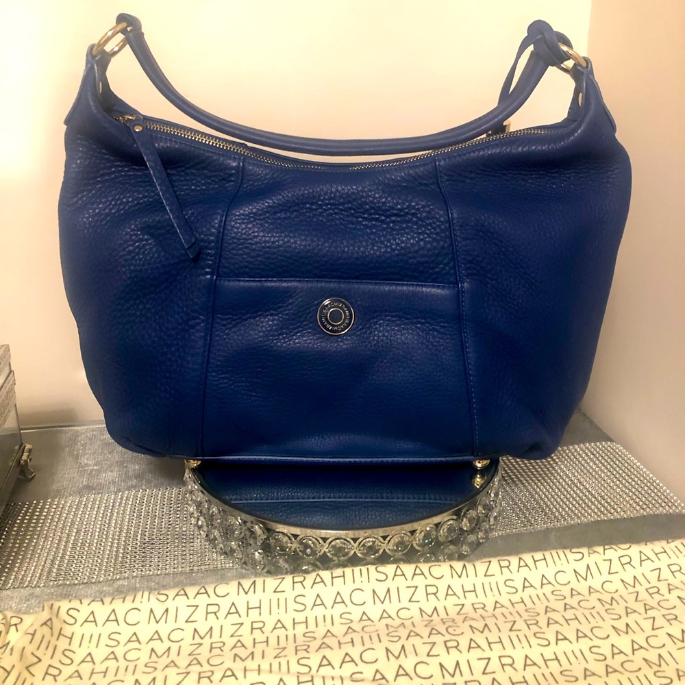 Brand New Rich Blue Pebble Leather Isaac Bag